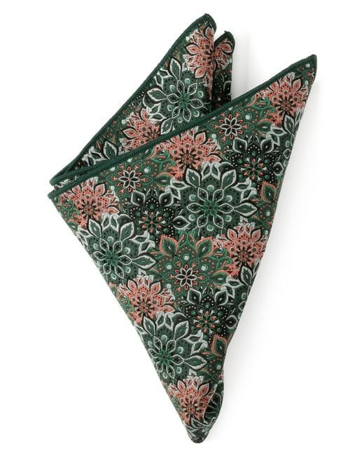 Cufflinks Inc. Green Floral Silk Pocket Square for men