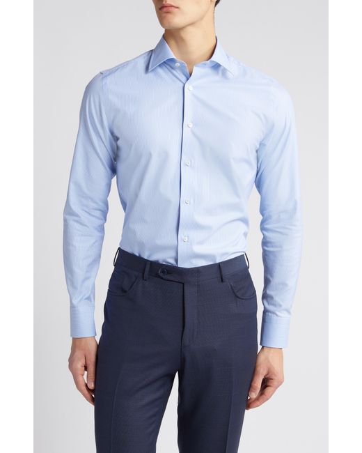Canali Blue Impeccabile Regular Fit Fancy Dress Shirt for men