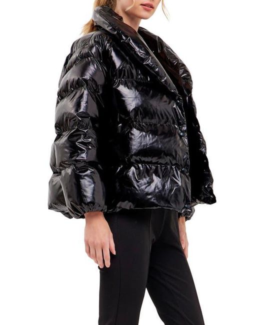 Endless Rose Black Belted Puffer Jacket