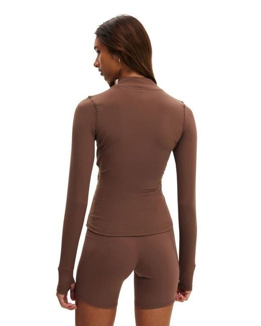 Cotton On Brown Active Core Zip Through Long Sleeve