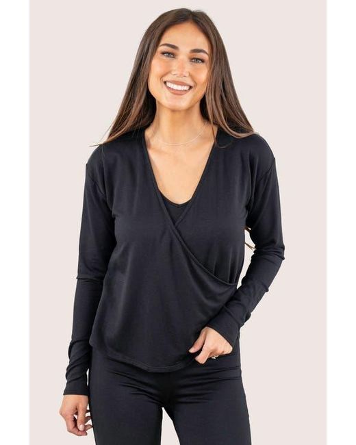JJwinks Black Wrap Star Built-In Shelf Lounge & Sleep Long Sleeve Top