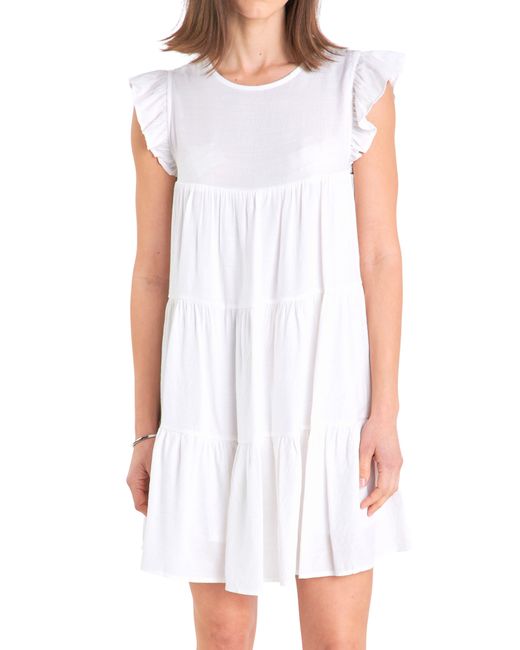 English Factory White Tiered Ruffle Cotton Blend Dress