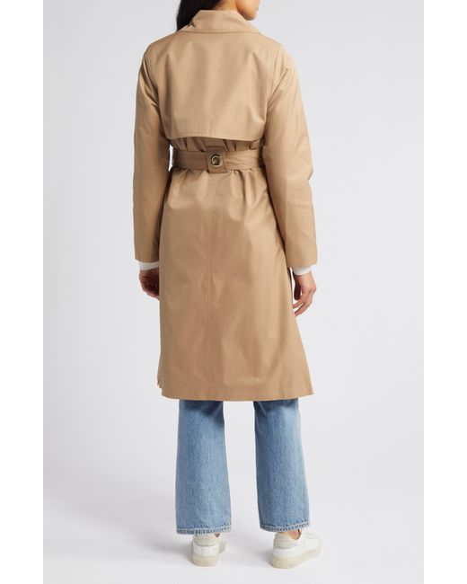 Via Spiga Natural Water Repellent Double Breasted Cotton Blend Trench Coat