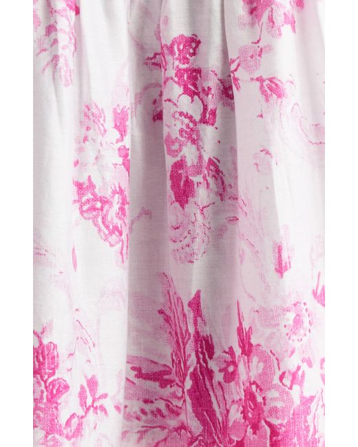 Erdem Pink Floral Print Strappy Tiered Dress