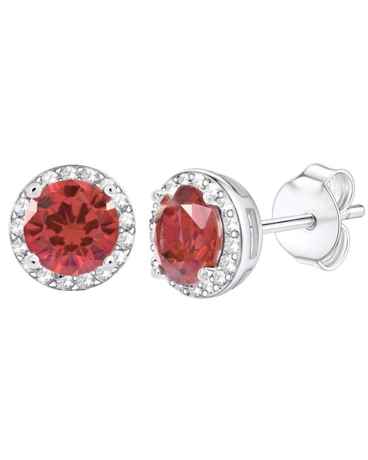 Donatello Gian Red Sterling Created Ruby Halo Studs