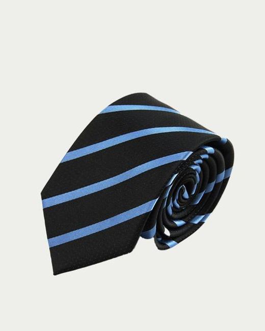 Knottery & Co Men's Blue Skyline Striped Silk Jacquard Tie
