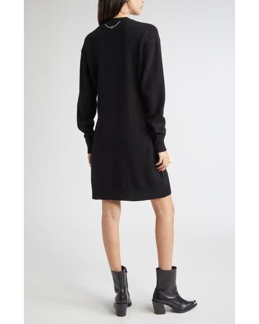 Rabanne Black Layered Look Wool Blend Sweater Dress