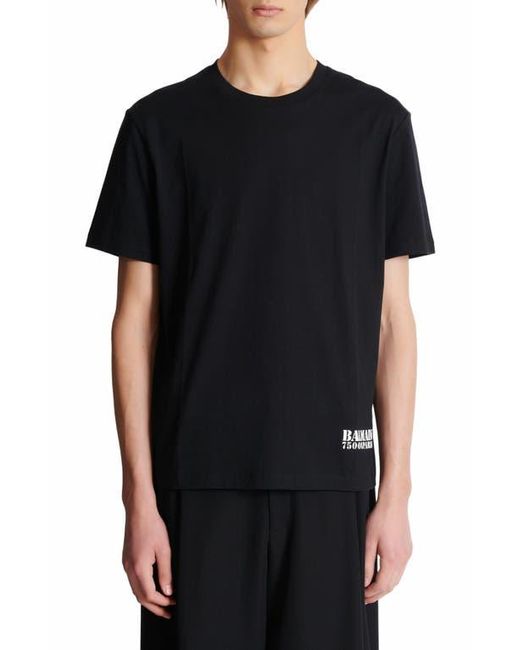 Balmain Black Small Stamp Printed T-Shirt for men