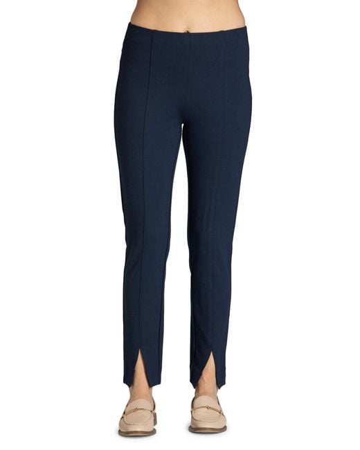 Apny Blue Split Hem Pull-On Crop Slim Pants