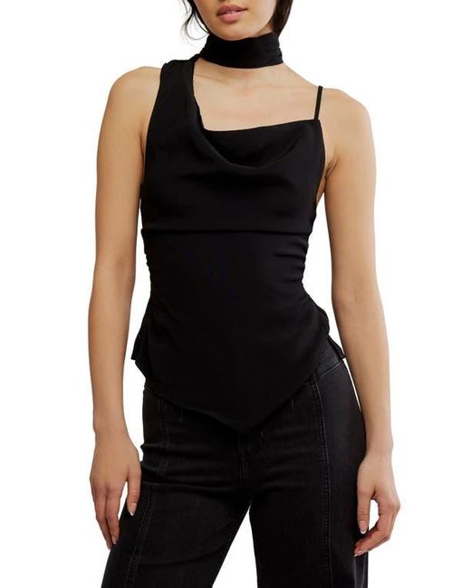 Free People Black True To You Sleeveless Tie Neck Top