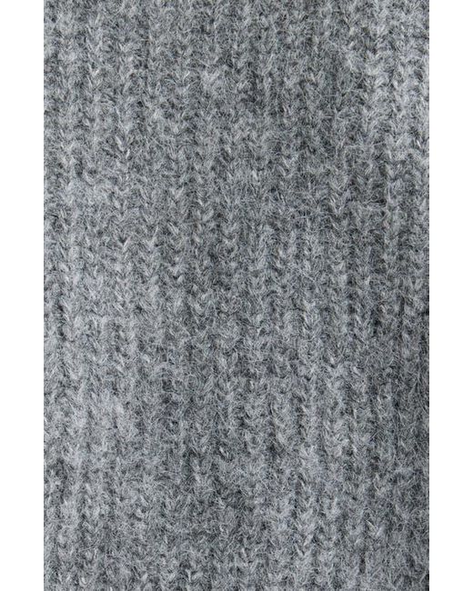 Open Edit Gray Fuzzy Crewneck Cardigan