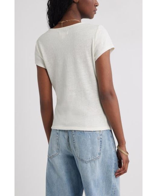 Treasure & Bond Blue Twist Front V-Neck Knit Top