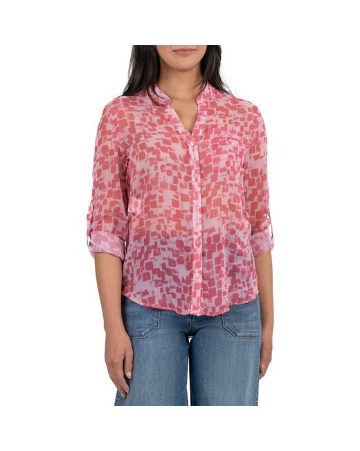Kut From The Kloth Red Jasmine Chiffon Button-Up Shirt