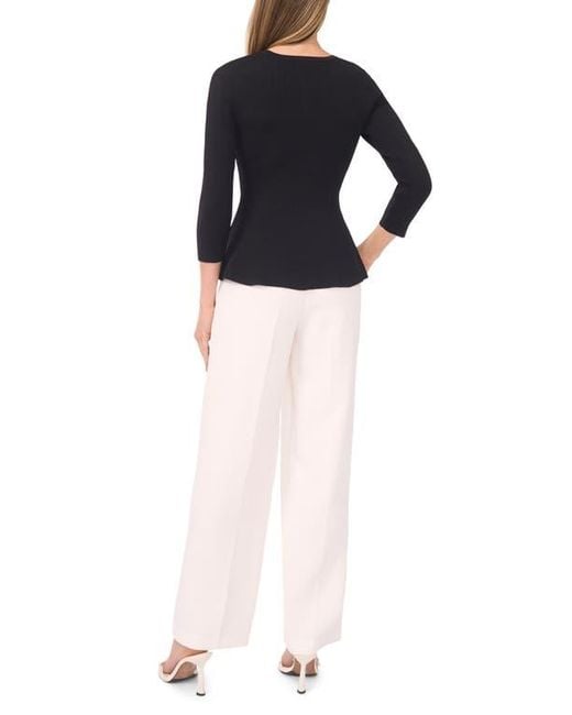 Halogen® Black Rib Peplum Sweater