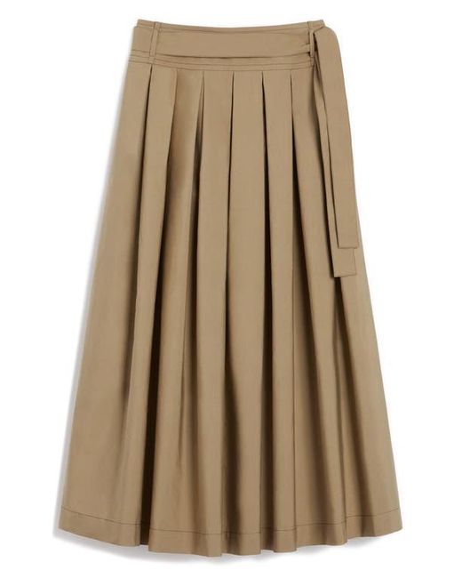 Weekend by Maxmara Natural Agiate Pleated Cotton Maxi Skirt