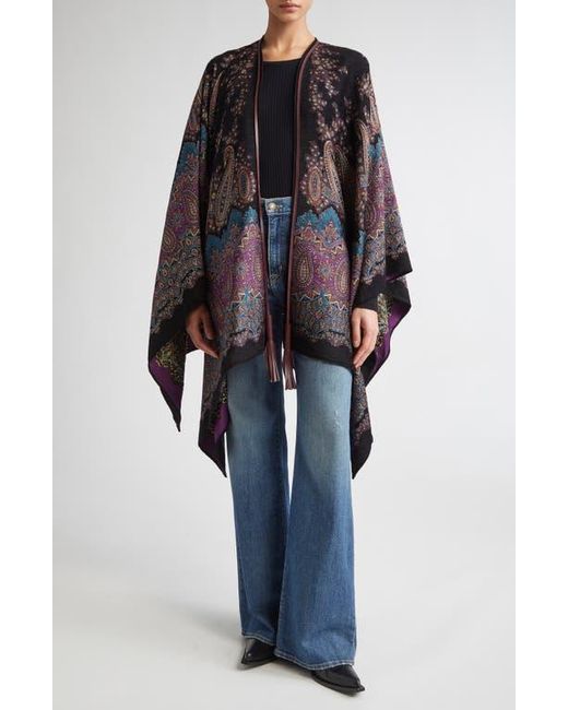 Etro Multicolor Metallic Paisley Jacquard Cape