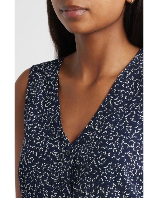 Bobeau Blue Print Button-Up Vest