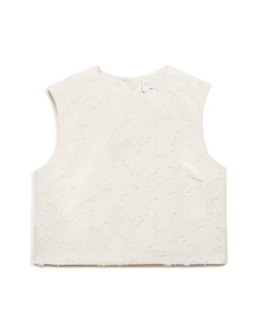 Mango White Texture Sleeveless Crop Top
