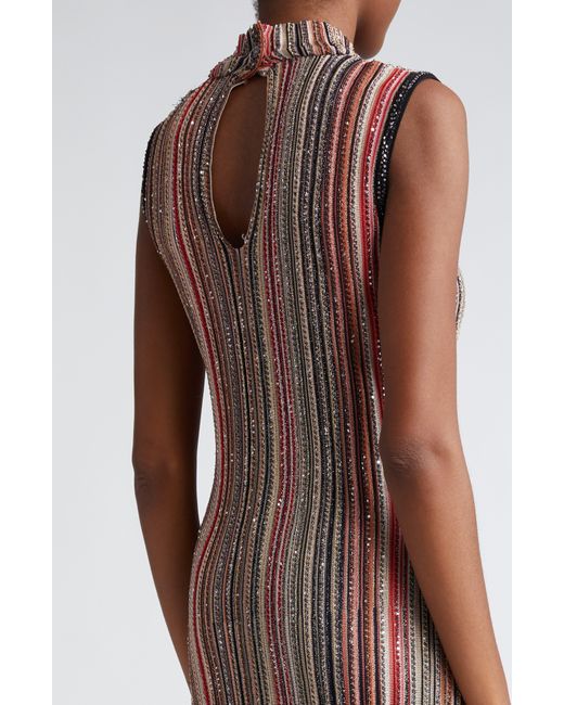 Missoni Brown Sequin Metallic Stripe Gown