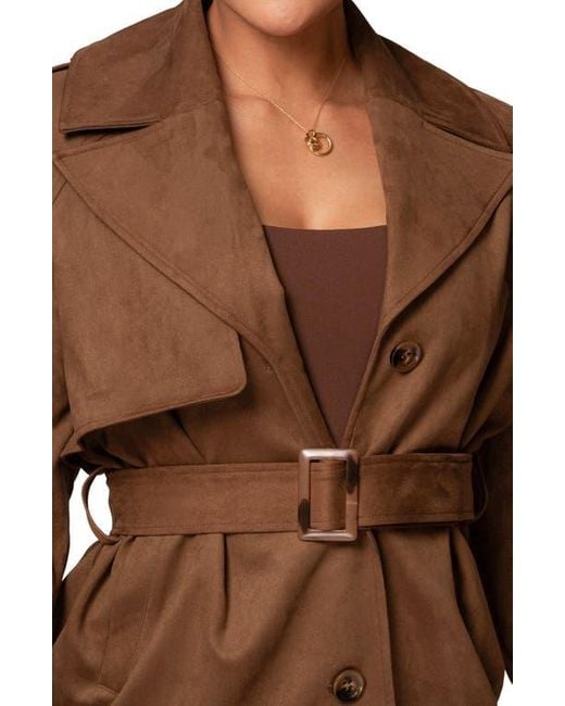 JLUXLABEL Brown Nightfall Belted Suede Jacket