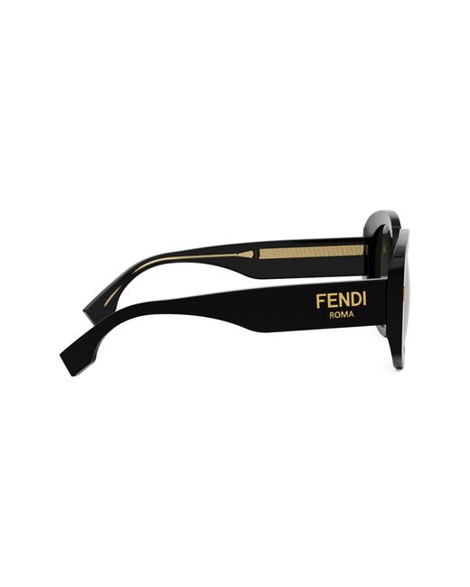 Fendi Black The Roma 62mm Overize Round Sunglasses