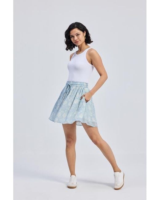 REISTOR Blue Drawstring Short Skirt