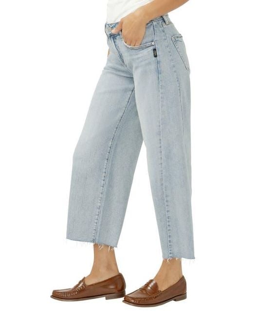 Silver Jeans Co. Blue Suki Curvy Raw Hem Ankle Wide Leg Jeans
