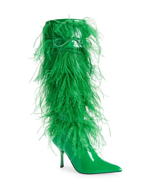 Jeffrey Campbell Green Shake-ya Feather Over The Knee Boot