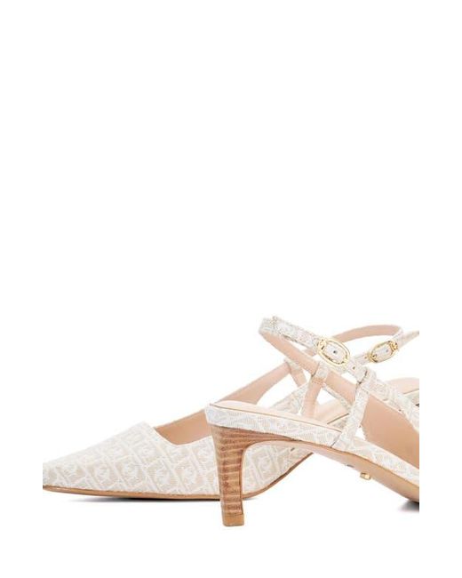 Dune White Dancing Slingback Kitten Heel Pump