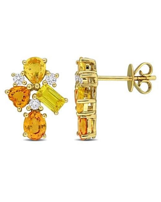 Julianna B Metallic Diamond Cluster Drop Earrings 14K