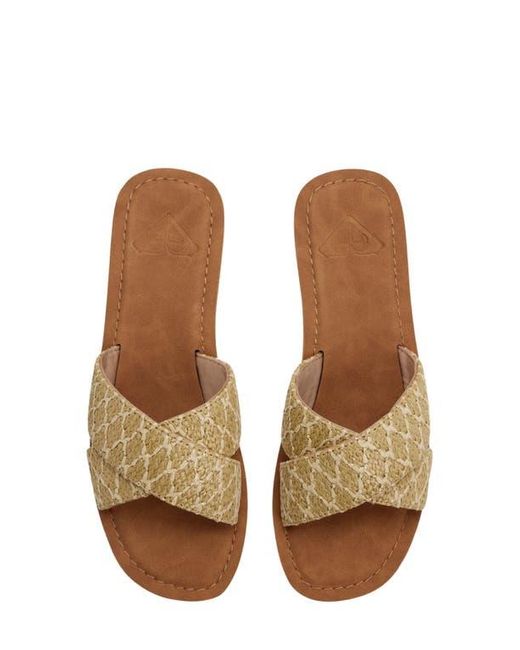 Roxy Brown Andreya Raffia Slide Sandal