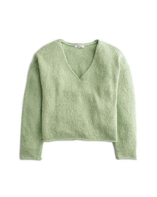 Madewell Green Slub Cotton V-neck Sweater
