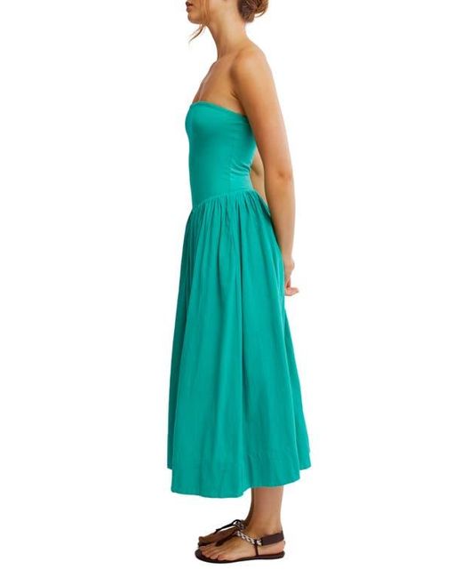 Free People Green Onda Strapless Midi Dress