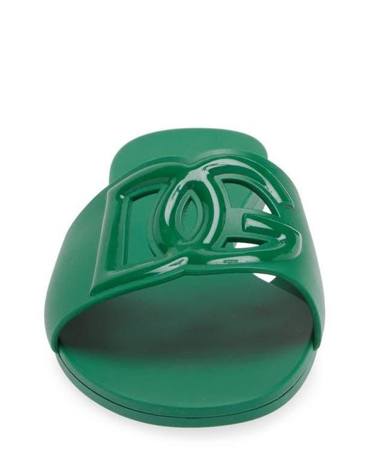 Dolce & Gabbana Green Bianca Dg-logo Slides