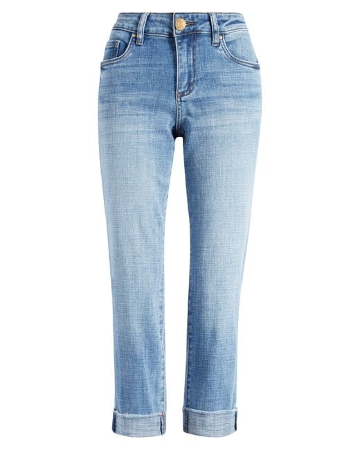 Kut From The Kloth Blue Amy Straight Leg Crop Roll-up Jeans