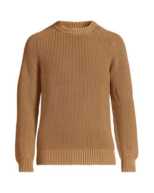 Lands' End Brown Drifter Cotton Crewneck Sweater for men
