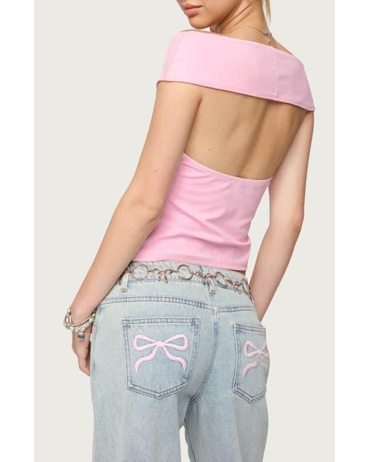 Edikted Red Mikkey Cutout Off The Shoulder Top