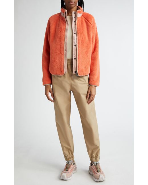 3 MONCLER GRENOBLE Orange Fleece & Nylon Reversible Down Jacket