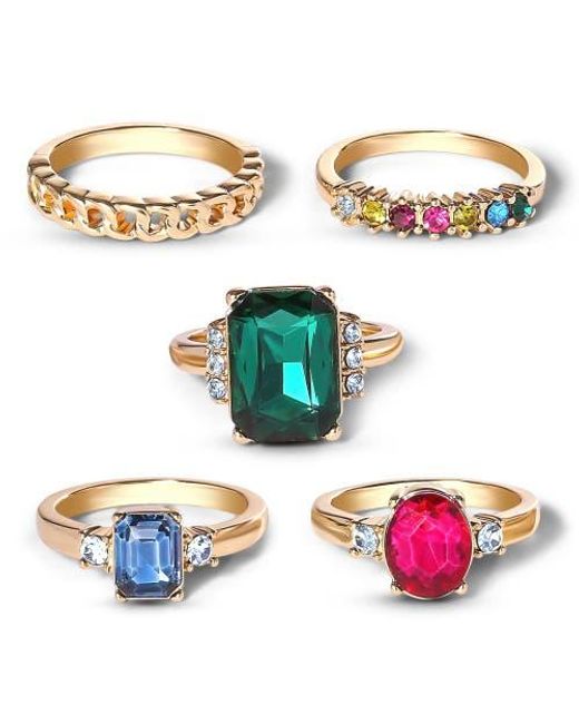 Jessica Simpson White Multi-Gemstone Statement Ring Set