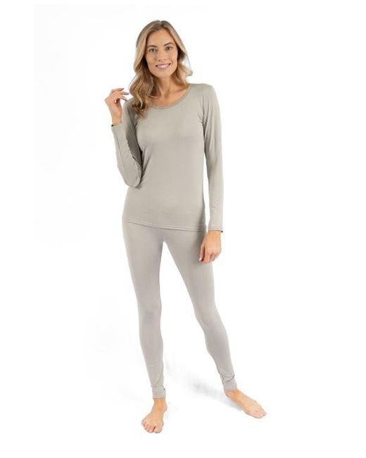 Leveret Gray Two-Piece Thermal Long Sleeve Solid Pajamas