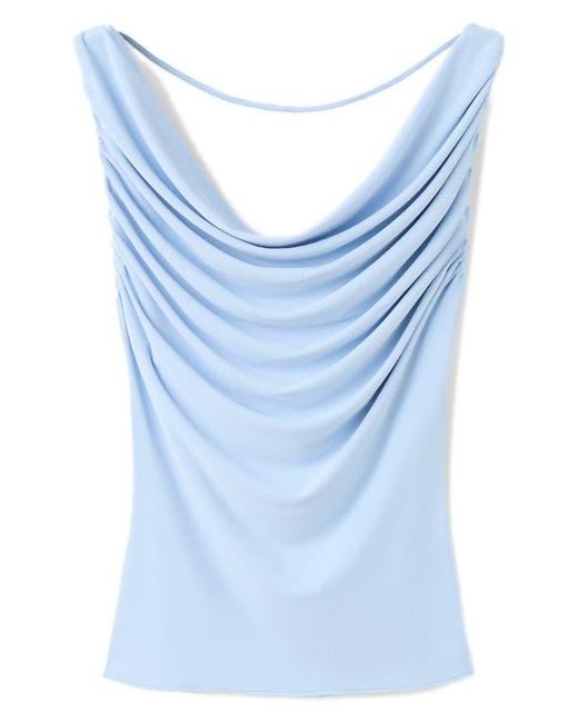 Mango Blue Drape Detail Open Back Top