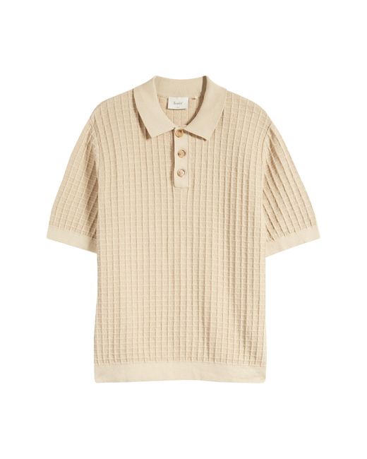 Forét Natural Loch Organic Cotton Grid Polo Sweater for men