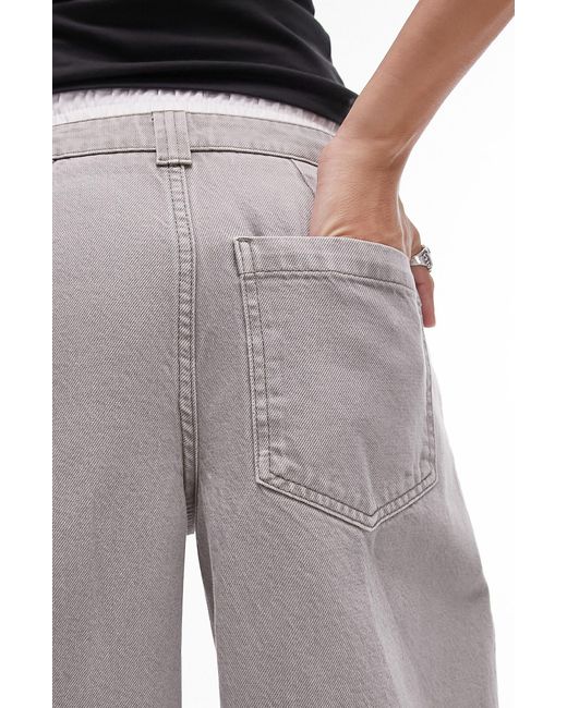 TOPSHOP Gray Boxer Waistband Cotton Pants