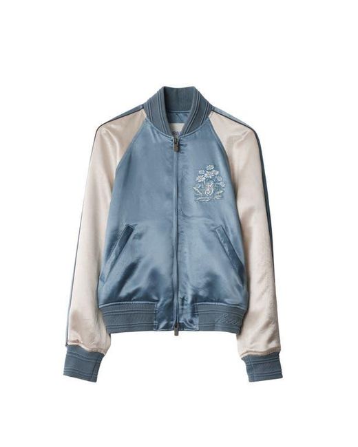 Burberry Blue Ekd Satin Bomber Jacket for men