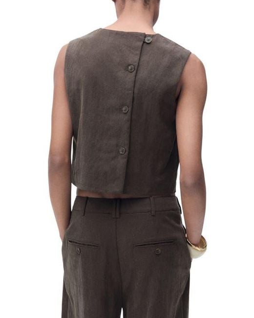 Mango Black Sleeveless Back Button Crop Top