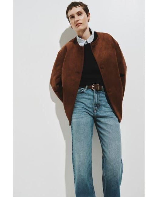 H&M Brown Collarless Jacket