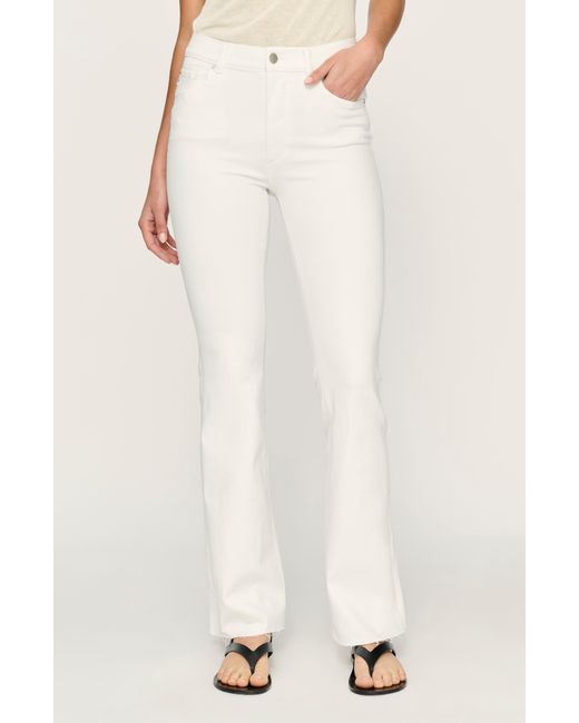 DL1961 White Bridget Instasculpt Raw Hem Bootcut Jeans