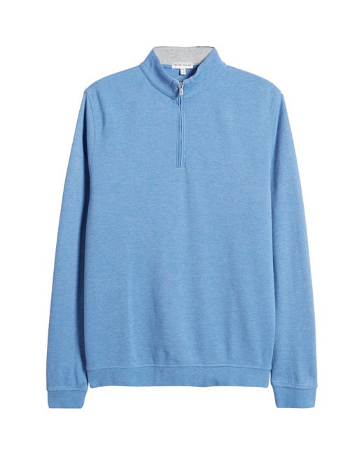 Peter Millar Blue Crown Comfort Piqué Quarter Zip Pullover for men