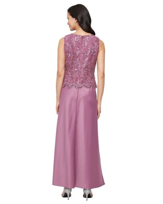 Alex Evenings Purple Embroidered Mock Two-Piece Gown With Jacket