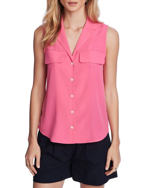 Court & Rowe Pink Collared Button Front Sleeveless Shirt